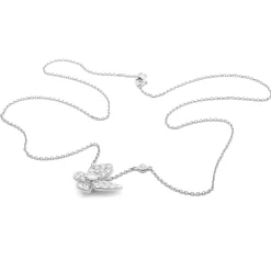 18 Karat White Gold Pave Diamond Butterfly Necklace