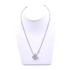 18 Karat White Gold Pave Diamond Butterfly Necklace