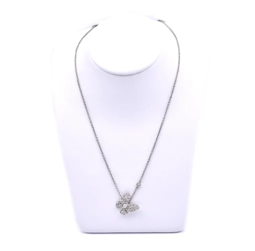 18 Karat White Gold Pave Diamond Butterfly Necklace