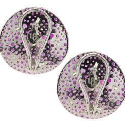 18 Karat White Gold Pave Ruby and Diamond Disc Earrings