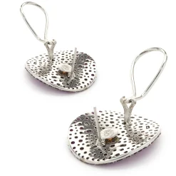 18 Karat White Gold Pave Ruby and Diamond Disc Earrings