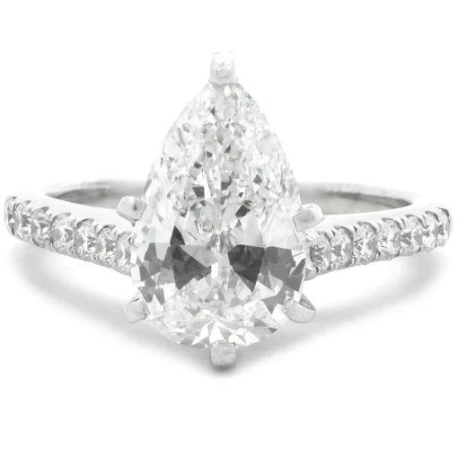 14 Karat White Gold Pear Cut Diamond Engagement Ring