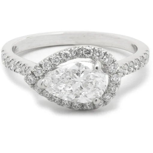 14 Karat White Gold Pear Cut Diamond Engagement Ring