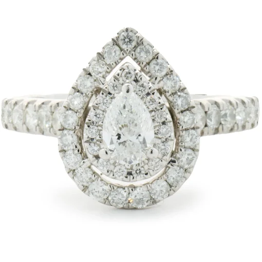 14 Karat White Gold Pear Cut Diamond Engagement Ring