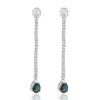 14 Karat White Gold Pear Cut Sapphire and Diamond Drop Earrings