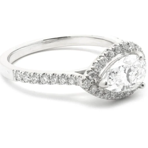 14 Karat White Gold Pear Cut Diamond Engagement Ring