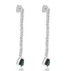 14 Karat White Gold Pear Cut Sapphire and Diamond Drop Earrings