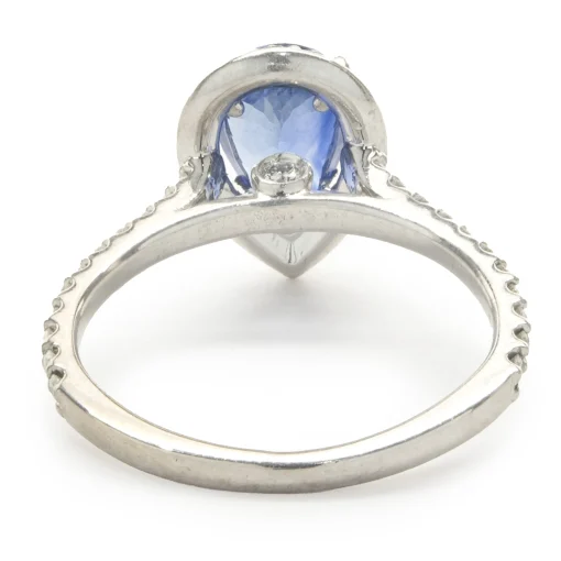 14 Karat White Gold Pear Cut Sapphire and Diamond Ring