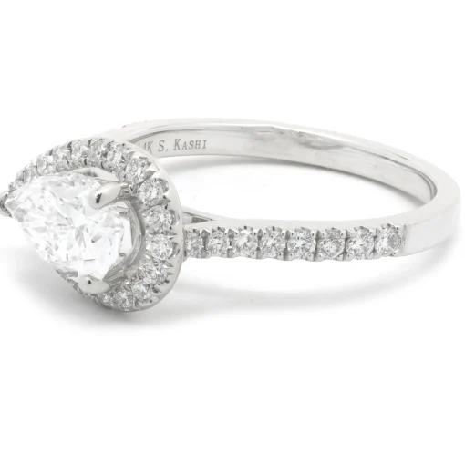 14 Karat White Gold Pear Cut Diamond Engagement Ring