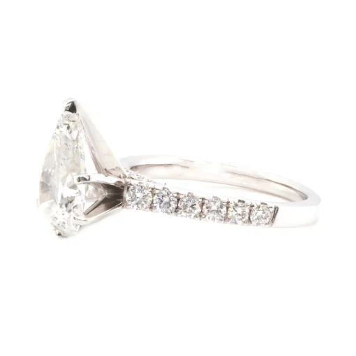 14 Karat White Gold Pear Cut Diamond Engagement Ring