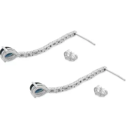 14 Karat White Gold Pear Cut Sapphire and Diamond Drop Earrings