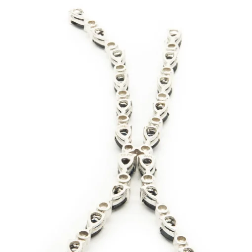 14 Karat White Gold Pear Shape Sapphire and Diamond Lariat Necklace