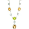 18 Karat White Gold Peridot, Citrine, Blue Topaz, and Diamond Drop Necklace