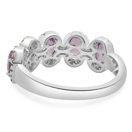 14 Karat White Gold Pink Oval Sapphire with Diamond Halo Ring