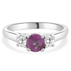 14 Karat White Gold Pink Sapphire and Diamond Ring