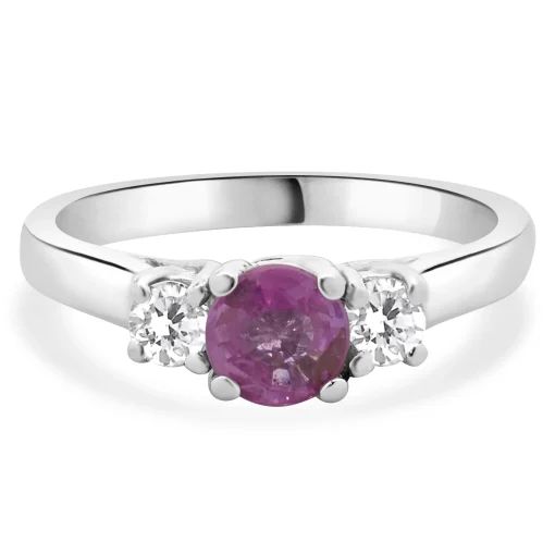 14 Karat White Gold Pink Sapphire and Diamond Ring