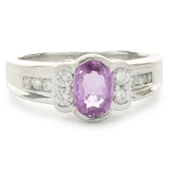 14 Karat White Gold Pink Sapphire and Diamond Ring