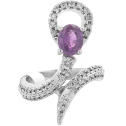 14 Karat White Gold Pink Sapphire and Diamond Snake Ring