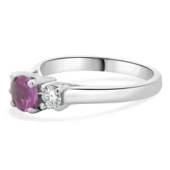 14 Karat White Gold Pink Sapphire and Diamond Ring