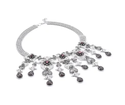 18 Karat White Gold Pink Sapphire and Diamond Necklace