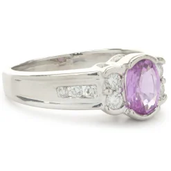 14 Karat White Gold Pink Sapphire and Diamond Ring