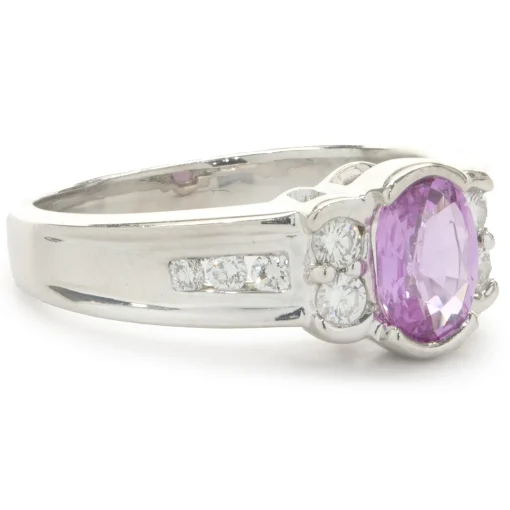 14 Karat White Gold Pink Sapphire and Diamond Ring
