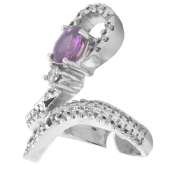 14 Karat White Gold Pink Sapphire and Diamond Snake Ring