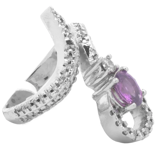 14 Karat White Gold Pink Sapphire and Diamond Snake Ring