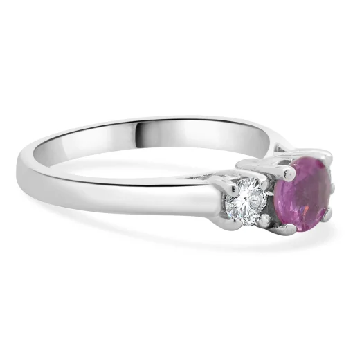 14 Karat White Gold Pink Sapphire and Diamond Ring