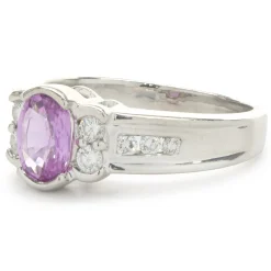 14 Karat White Gold Pink Sapphire and Diamond Ring