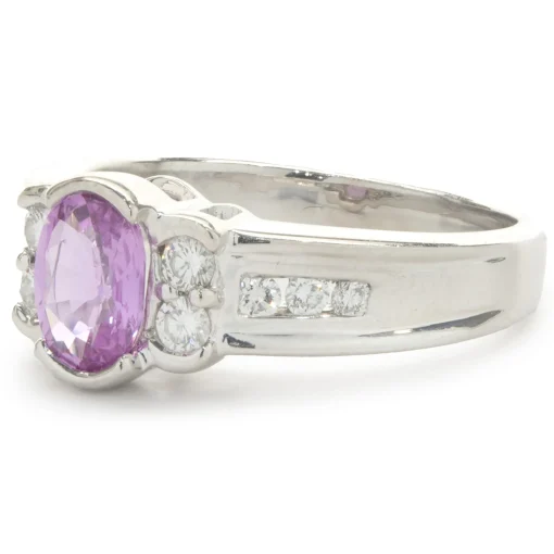 14 Karat White Gold Pink Sapphire and Diamond Ring
