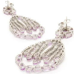 18 Karat White Gold Pink Sapphire and Diamond Dream Catcher Floating Earrings
