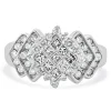 10 Karat White Gold Princess Cut Diamond Cluster Engagement Ring