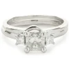 14 Karat White Gold Princess Cut Diamond Engagement Ring with Princess Cut Diamond Wrap Band