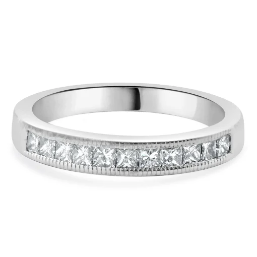 14 Karat White Gold Princess Cut Diamond Band