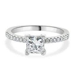 14 Karat White Gold Princess Cut Diamond Engagement Ring