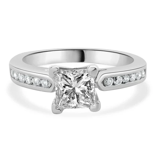 14 Karat White Gold Princess Cut Diamond Engagement Ring
