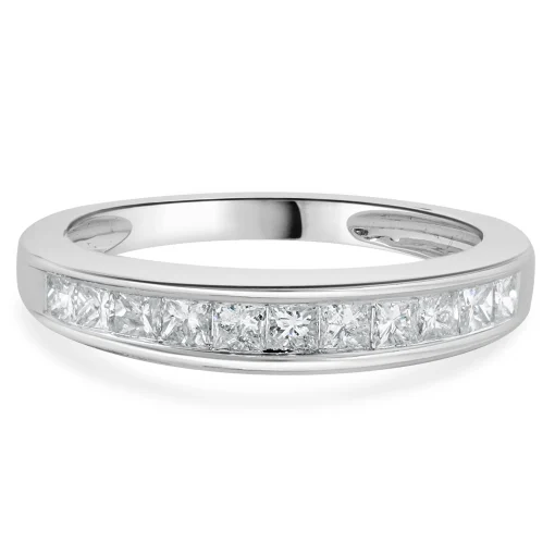 14 Karat White Gold Princess Cut Channel Set Diamond band