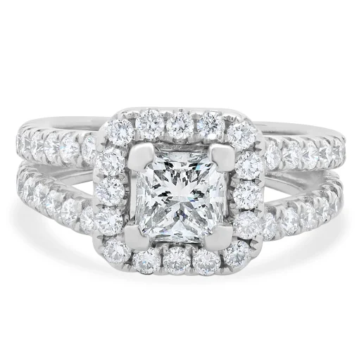 14 Karat White Gold Princess Cut Diamond Engagement Ring