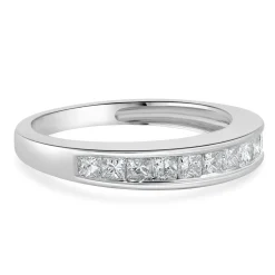 14 Karat White Gold Princess Cut Channel Set Diamond band