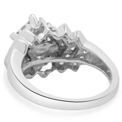 10 Karat White Gold Princess Cut Diamond Cluster Engagement Ring