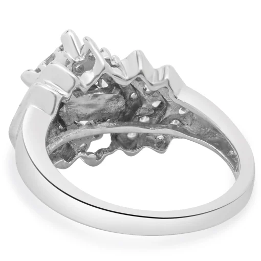 10 Karat White Gold Princess Cut Diamond Cluster Engagement Ring