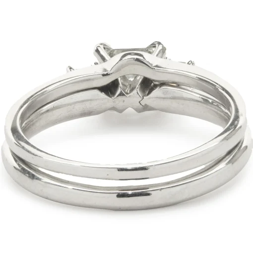 14 Karat White Gold Princess Cut Diamond Engagement Ring with Princess Cut Diamond Wrap Band