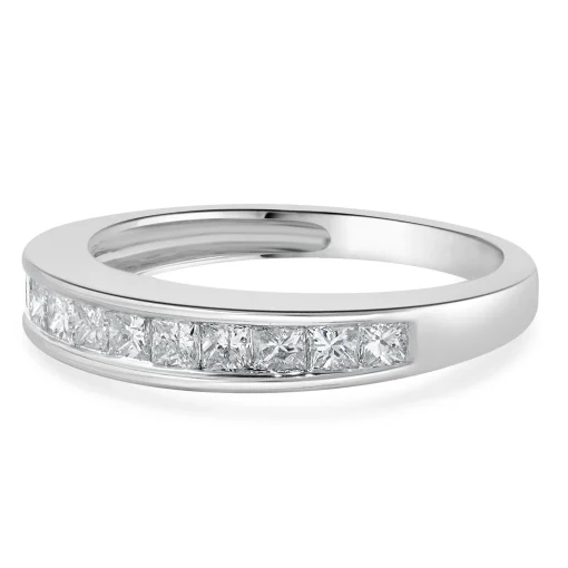 14 Karat White Gold Princess Cut Channel Set Diamond band