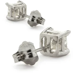 14 Karat White Gold Princess Cut Diamond Stud Earrings