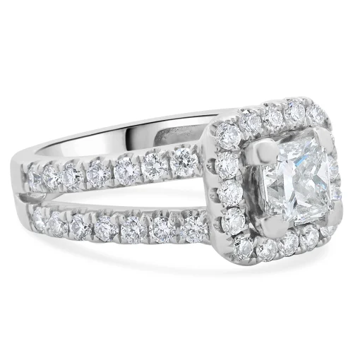 14 Karat White Gold Princess Cut Diamond Engagement Ring