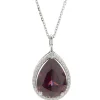 14 Karat White Gold Pyrope Garnet and Diamond Necklace