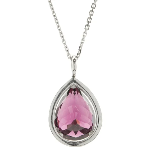 14 Karat White Gold Pyrope Garnet and Diamond Necklace