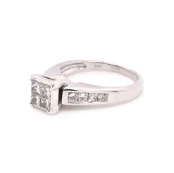 14 Karat White Gold Quad set Diamond Engagement Ring