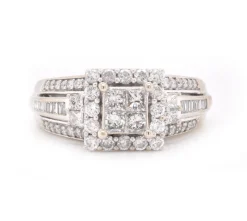 10 Karat White Gold Quadset Diamond Engagement Ring